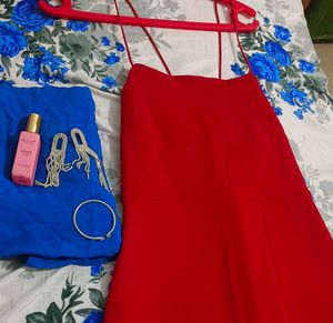 Red Lace-Up Mini Dress