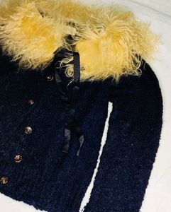 PARTY WEAR WOOLEN TOP WITH REMOVABLE FUR