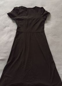 Black Casual Dress with Front Slit