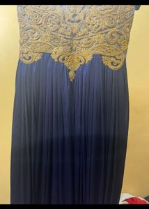 Arbia Ethnic Gown With Golden Work And Frills