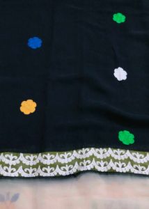 Embroidered Georgette Black Saree