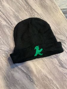 Black Beanie with Green Logo