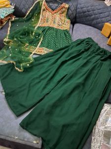 Green Embroidered Kurta Set