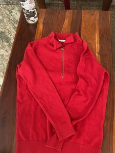 Red Quarter-Zip Sweater