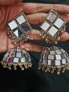 Mirror Jhumka Earrings