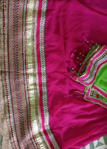 Gorgeous Pink & Green Sari