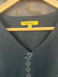 GLOBAL DESI BLACK CUT SLEEVE KURTA