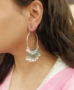 Faux Pearl Hoop Jhumkas