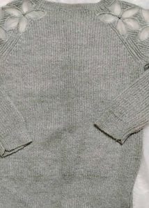 Gray Floral Shoulder Sweater