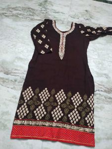 Elegant Brown Embroidered Kurta