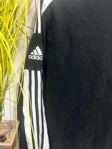 Adidas Black &amp; White Striped Sweatshirt