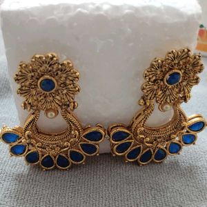 Gold &amp; Blue Earrings