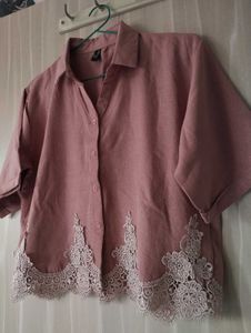 Pink Lace Trimmed Top💓