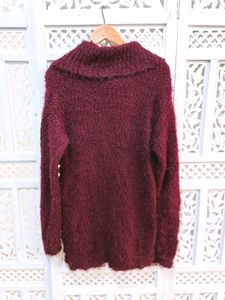 Cozy Maroon Fuzzy Knit Sweater By RKC (B)