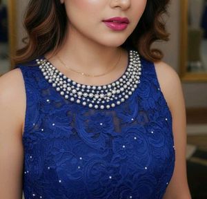 Elegant Blue Lace Dress