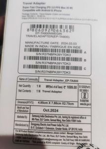 Samsung 25W PD Adapter with orignal cable