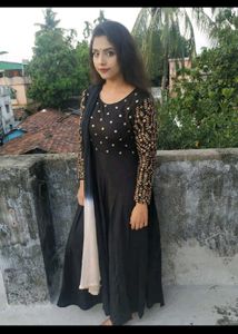 one time used Elegant Black cotton Gown