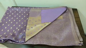 Lavender Saree With Intricate Design Gold Border