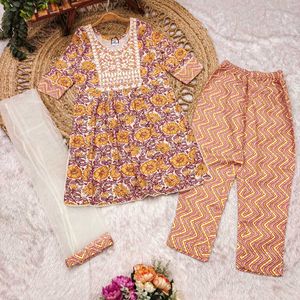 New Launcing Yellow Printed Kurta  with Pant