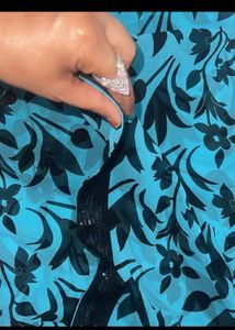 Floral Print Saree with Sequin Border