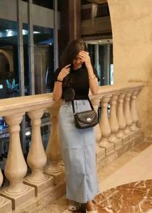 Blue Long Denim Maxi Skirt For Girls Women