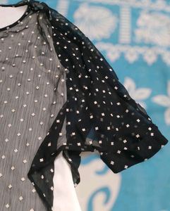Black and White Polka Dot Sheer Blouse (Woman)