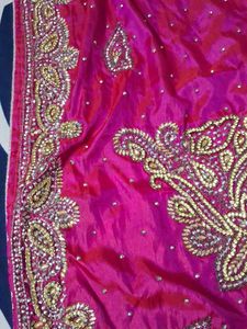 It Is Shimmer Rani Pink Double Shade Work Saree