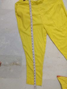 Yellow Embroidered Kurti Pant Set With Dupatta