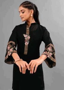 Elegant Black Embroidered Kurta Set