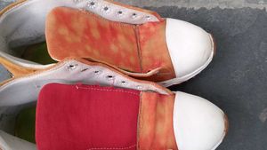 Red Canvas Platform High-Top Sneakers