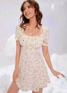 coquette core white floral A-line mini dress