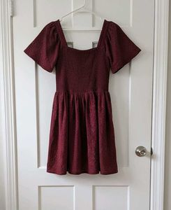 Lace Skater Dress with Smocked Yoke