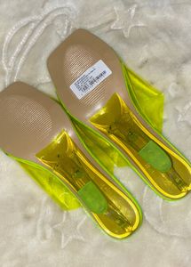 Neon Yellow Clear Mules