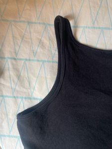 Black Cotton Crop Top - (Size S)