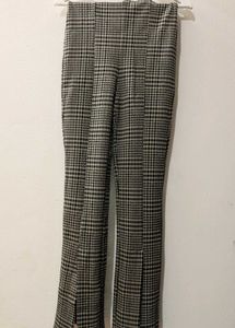 Checked Split Hem Pants