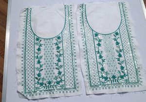 Combo Of 2 Neck Embroidery Patches White RamaGreen