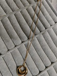 Antitarnish Gold-tone Circle Pendant Necklace