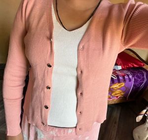 Peach Knit Cardigan