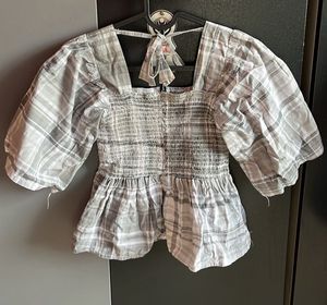 Checkered Peplum Top