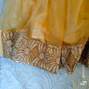 Golden Net Anarkali Dress