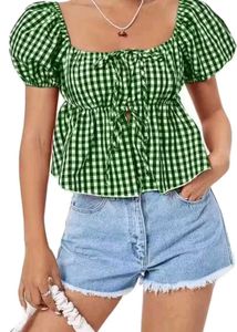 Gingham Tie-Front Top