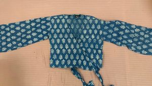 Block Print Wrap Top - Free Size 💙