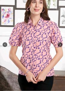 Pink Floral Puff Sleeve Top