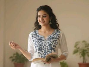 Embroidered sky- blue Kurta 🧿