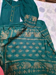 Smart Elephant Printed Green Pant Suit In Xl Size