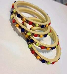Multicolor Golden Crystal Bangles