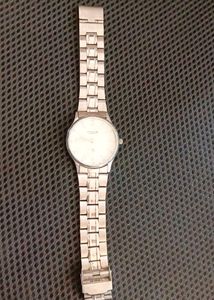 FOCE Quartz Big Dial Watch with Silver Strap.