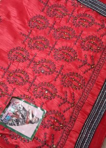 90)Georgette Red Colour Saree