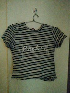 Black And White Striped Crop Top