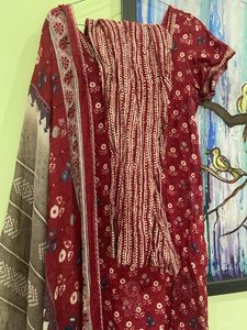 Red Printed Salwar Kameez